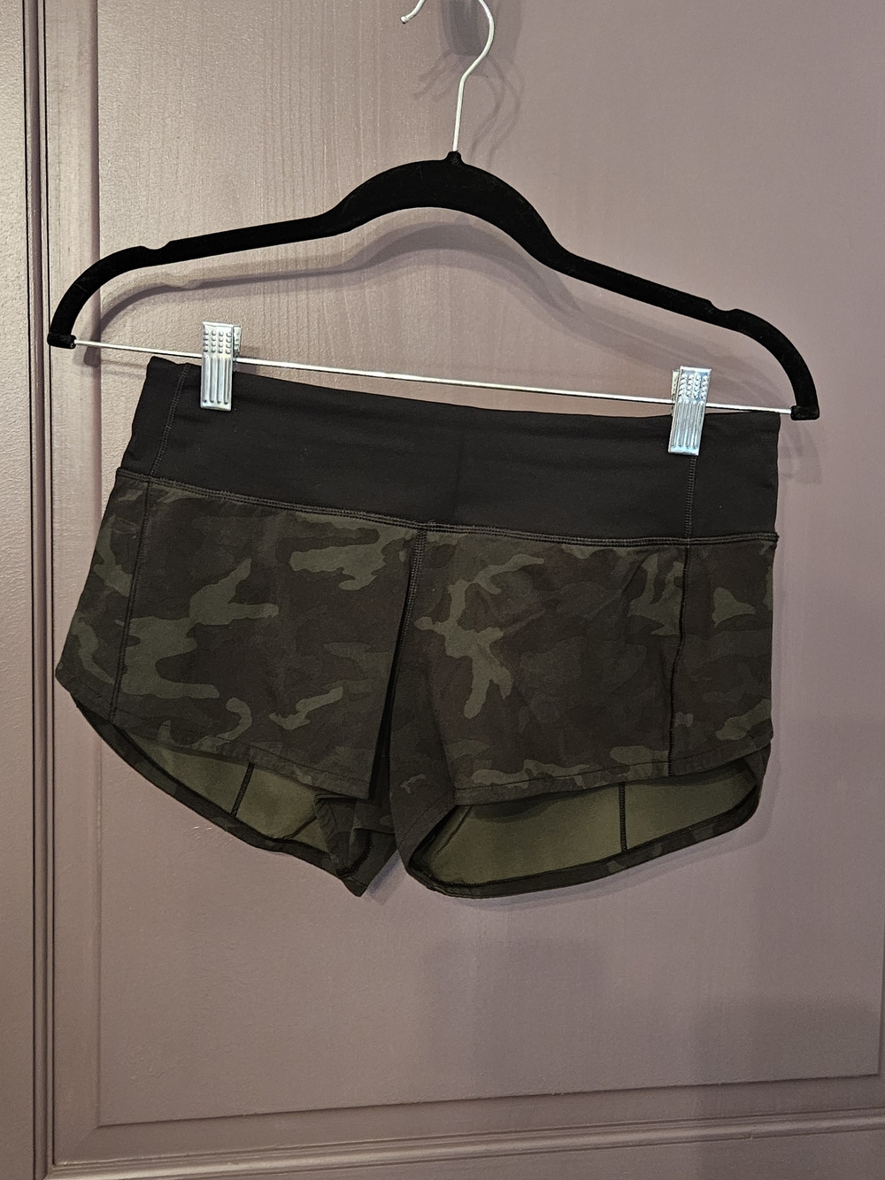 lululemon athletica Women's Camo Athletic Shorts with Black Waistband